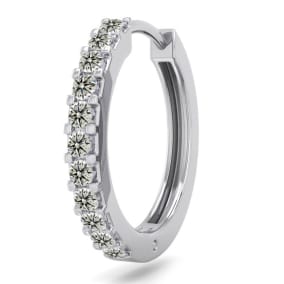 1/10 Carat Diamond Single Mens Hoop Earring In 14 Karat White Gold