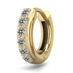 1/6 Carat Diamond Single Mens Hoop Earring In 14 Karat Yellow Gold