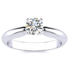 1/2 Carat Moissanite Solitaire Engagement Ring In 14 Karat White Gold