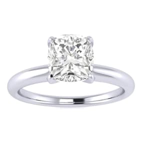 1 Carat Cushion Cut Moissanite Solitaire Engagement Ring In 14 Karat White Gold