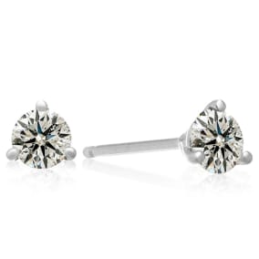 1/2 Carat Natural Round Diamond Stud Earrings in 14 Karat White Gold with Martini Setting