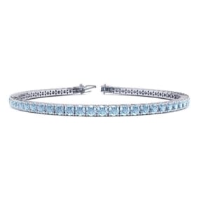Aquamarine Bracelet: Aquamarine Jewelry: 7.5 Inch 4 1/4 Carat Aquamarine Tennis Bracelet In 14K White Gold
