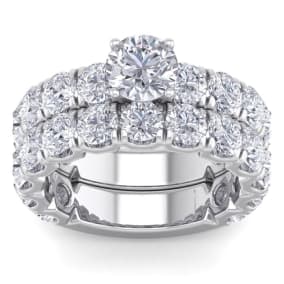 6 Carat Natural Round Shape Diamond Bridal Set In 14 Karat White Gold