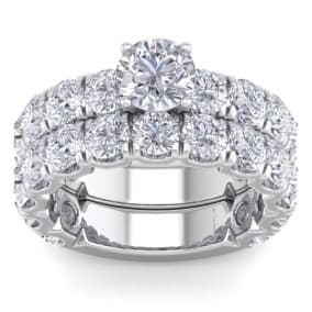 6 Carat Round Shape Diamond Bridal Set In 14 Karat White Gold