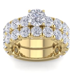 6 Carat Round Shape Diamond Bridal Set In 14 Karat Yellow Gold