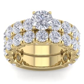 6 Carat Natural Round Shape Diamond Bridal Set In 14 Karat Yellow Gold