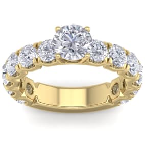 3 1/2 Carat Natural Round Shape Diamond Engagement Ring In 14 Karat Yellow Gold