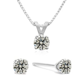 1/4 Carat Diamond Stud Earrings and Necklace