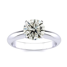 1 1/2 Carat Natural Natural Diamond Solitaire Engagement Ring In 14K White Gold. Crazy Deal On A Big Natural Diamond!
