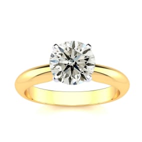 1 1/2 Carat Natural Natural Diamond Solitaire Engagement Ring In 14K Yellow Gold. Crazy Deal On A Big Natural Diamond!