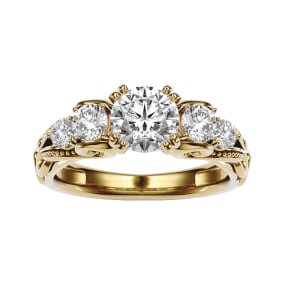 2 Carat Vintage Moissanite Engagement Ring In 14 Karat Yellow Gold