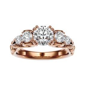 2 Carat Vintage Diamond Engagement Ring In 14 Karat Rose Gold