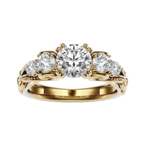 2 Carat Natural Vintage Diamond Engagement Ring In 14 Karat Yellow Gold