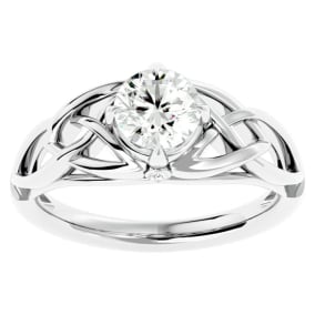 1 Carat Natural Celtic Love Knot Diamond Engagement Ring In 14 Karat White Gold