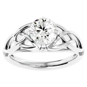 1 1/2 Carat Natural Celtic Love Knot Diamond Engagement Ring In 14 Karat White Gold