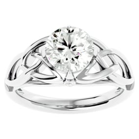 2 Carat Natural Celtic Love Knot Diamond Engagement Ring In 14 Karat White Gold