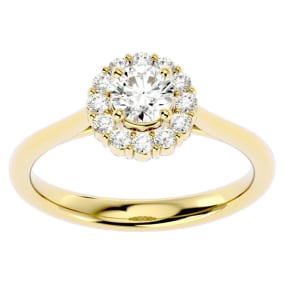 3/4 Carat Natural Halo Diamond Engagement Ring In 14 Karat Yellow Gold