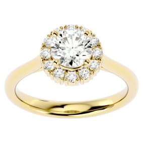 1 1/3 Carat Natural Halo Diamond Engagement Ring In 14 Karat Yellow Gold