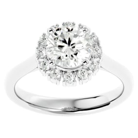 1 3/4 Carat Natural Halo Diamond Engagement Ring In 14 Karat White Gold