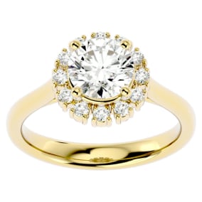 1 3/4 Carat Natural Halo Diamond Engagement Ring In 14 Karat Yellow Gold