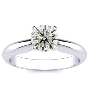 1 Carat Natural Colorless Diamond Round Engagement Rings In 14K White Gold