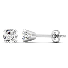 1 Carat Moissanite Screw Back Stud Earrings In 14K White Gold.  Fiery Amazing E-F Color, VVS Clarity Moissanite!  Very Popular!
