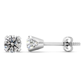 Nearly 1 Carat Colorless Diamond Stud Earrings In 14 Karat White Gold.  Tens Of Thousands Sold To Happy Customers!