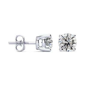 WGL Certified 2 Carat Natural Diamond Stud Earrings In Platinum With Safety Screw Posts