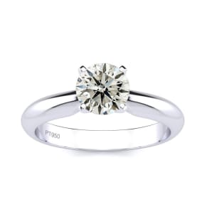 1 Carat Colorless Diamond Round Engagement Rings In Platinum