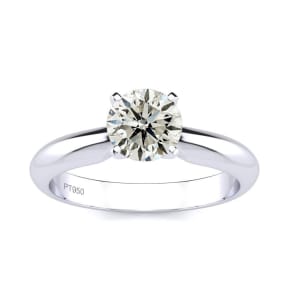 1 Carat Natural Colorless Diamond Round Engagement Rings In Platinum