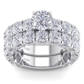 6 Carat Round Shape Diamond Bridal Set In Platinum. Gorgeous, Classic, Important Bridal Set Of A Lifetime!
