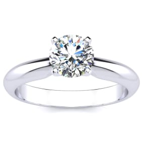 Moissanite Engagement Ring; 1 Carat Moissanite Solitaire Engagement Ring In Solid Platinum. First Time Ever Offered!!!