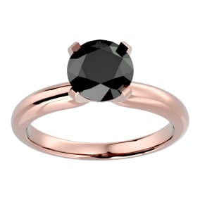 2 Carat Black Diamond Solitaire Engagement Ring In 14 Karat Rose Gold