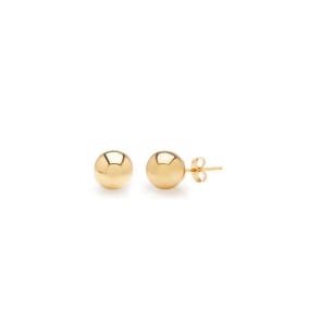 24K Yellow Gold Vermeil Polish Finished 4mm Ball Stud Earrings With Friction Backs  