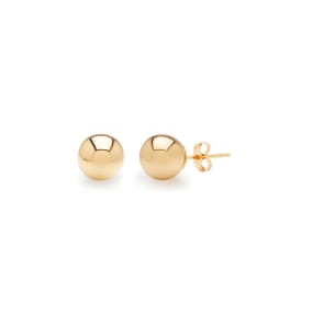 24K Yellow Gold Vermeil Polish Finished 4mm Ball Stud Earrings With Friction Backs  