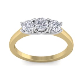 1 Carat Three Diamond Ring In 14 Karat Yellow Gold