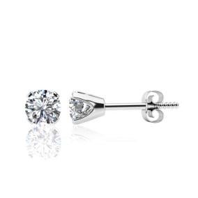 1.07 Carat Natural Colorless Diamond Stud Earrings In 14 Karat White Gold