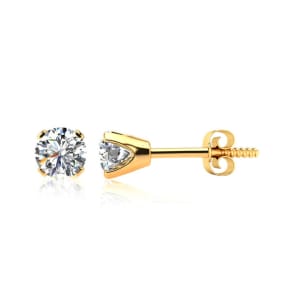 1.07 Carat Colorless Diamond Stud Earrings In 14 Karat Yellow Gold