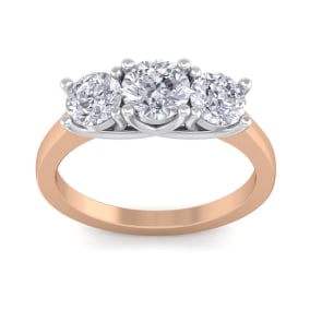 Incredible 2.15 Carat Three Colorless Diamond Ring in 14K Rose Gold.  Spectacular Deal!