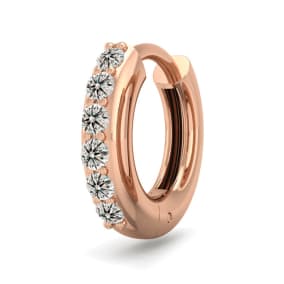 1/8 Carat Diamond Single Mens Hoop Earring In 14 Karat Rose Gold