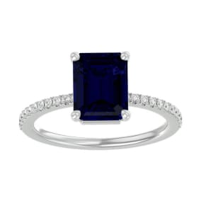 3 Carat Sapphire and Diamond Ring In 14 Karat White Gold