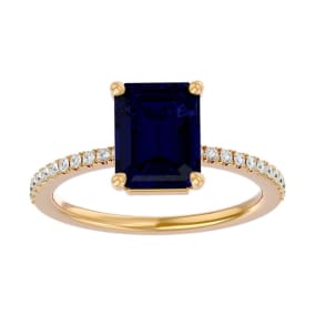 3 Carat Sapphire and Diamond Ring In 14 Karat Yellow Gold