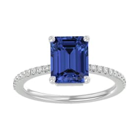 2 1/2 Carat Tanzanite and Diamond Ring In 14 Karat White Gold
