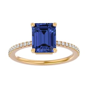 2 1/2 Carat Tanzanite and Diamond Ring In 14 Karat Yellow Gold