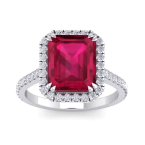 7 1/2 Carat Ruby and Diamond Ring In 14 Karat White Gold. Important, Gorgeous Ruby Ring!