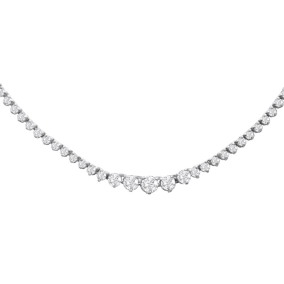 Graduated 5 Carat Natural Diamond Tennis Necklace In 14 Karat White Gold, 17 Inches