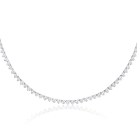 10 Carat Natural Diamond Tennis Necklace In 14 Karat White Gold