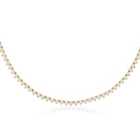 10 Carat Natural Diamond Tennis Necklace In 14 Karat Yellow Gold, 17 Inches