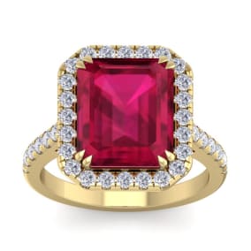 9 Carat Ruby and Diamond Ring In 14 Karat Yellow Gold