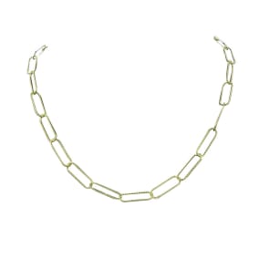 14 Karat Yellow Gold Over Sterling Silver Textured Paperclip Chain Necklace, 18 Inches